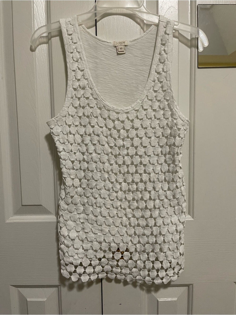 J. Crew White Crochet Overlay Tank